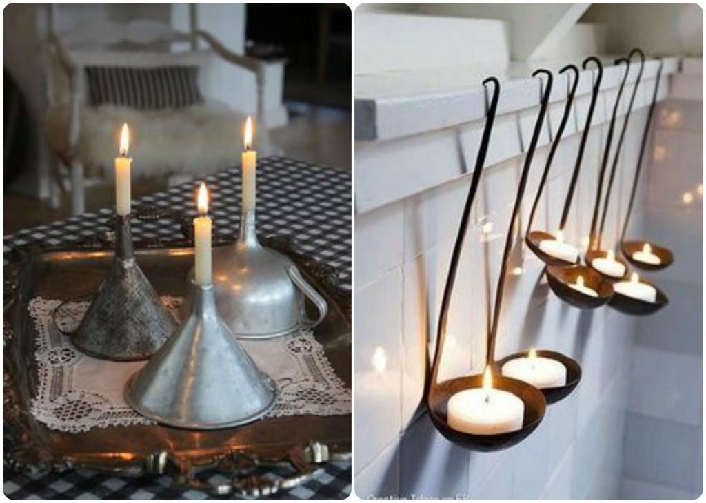 Ideas candelabros con utensilios de cocina